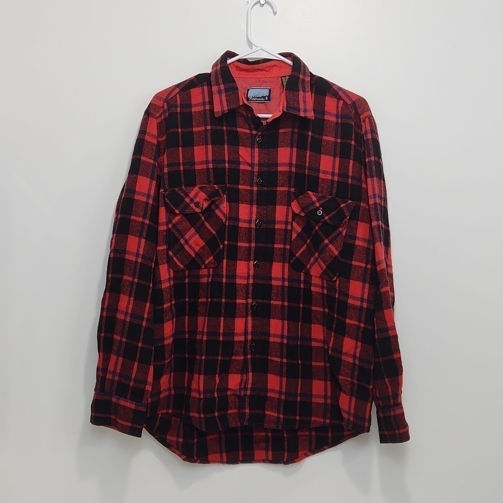 Vintage Fieldmaster Wool Flannel Button Down Shirt Men's Sz Large EUC NICE